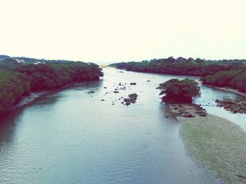 Scenic view of river against clear sky