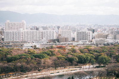 High angle view of cityscape against sky