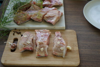 High angle view of food on table