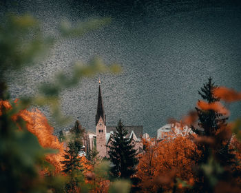 Panoramic view of trees and buildings against sky