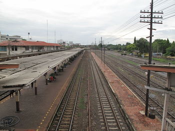 Railroad station platform against sky