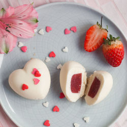 High angle view of dessert in plate