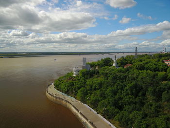 High angle view of sea against sky