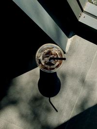 High angle view of coffee on table