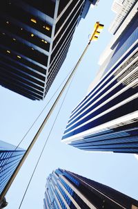 Low angle view of modern buildings against clear sky