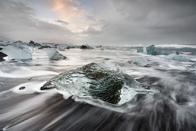 Scenic view of frozen sea against sky