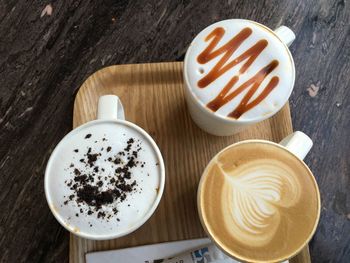 High angle view of coffee on table
