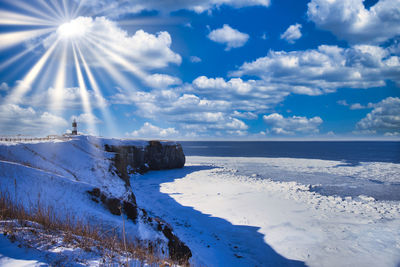 Drift ice in the sea of okhotsk, a winter tradition