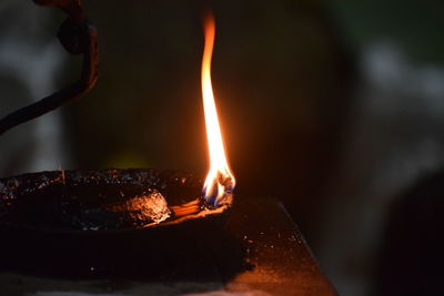 Close-up of burning candle