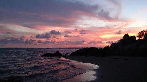 Scenic view of sea at sunset