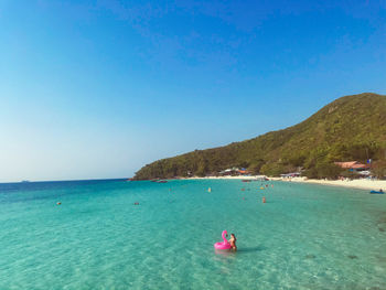 Scenic view of sea against clear sky