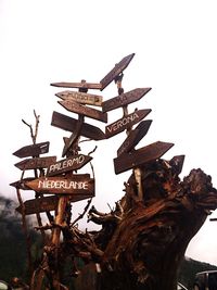 Low angle view of wood against clear sky