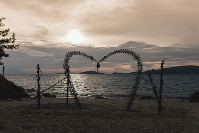 Scenic view of beach against sky during sunset
