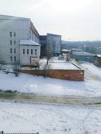 Residential buildings in winter