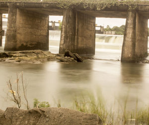 View of water flowing through rocks
