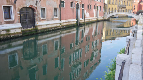 Reflection of buildings in city