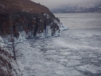 Scenic view of frozen lake during winter