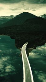 Aerial view of mountain road against sky