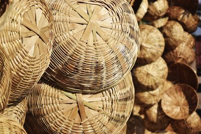 Full frame shot of wicker baskets