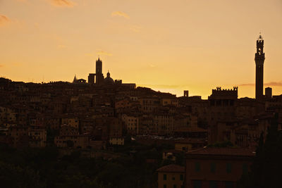 View of cityscape at sunset