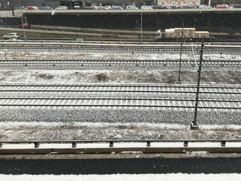 High angle view of railroad tracks