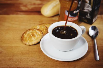 Close-up of food on table