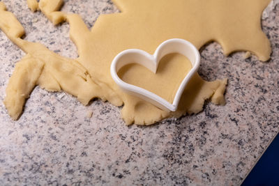 High angle view of cookies on table