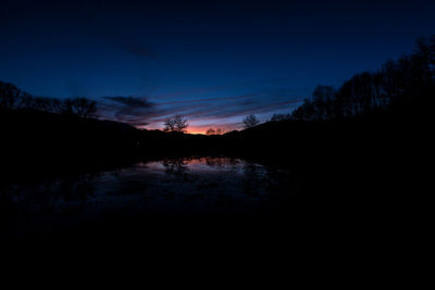Scenic view of lake against sky at sunset
