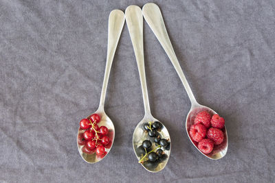 High angle view of fruits on table