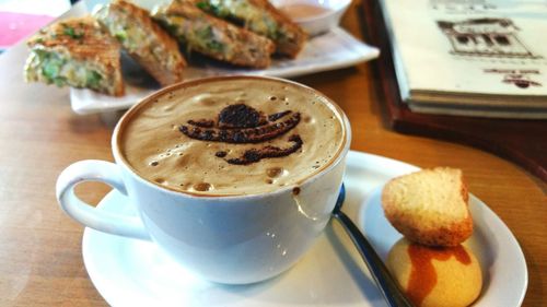 Close-up of breakfast served on table