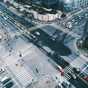 High angle view of city street