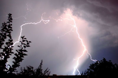 Low angle view of lightning in sky