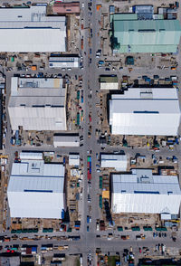 High angle view of buildings in city