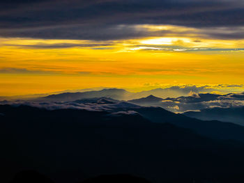 Scenic view of dramatic sky during sunset