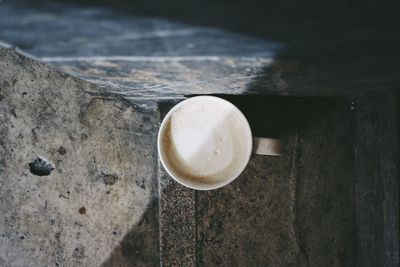 Directly above shot of coffee on steps