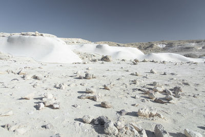 Beautiful lunar landscape. wight hills in various shapes in a desert landscape. chalk rocks. israel.