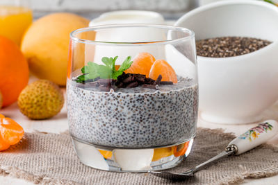 Close-up of dessert on table