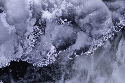 Close-up of ice crystals on sea
