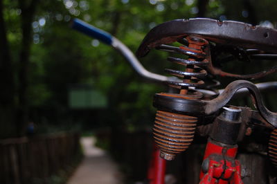 Close-up of vintage bike seat