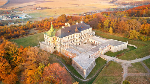 High angle view of trees during autumn