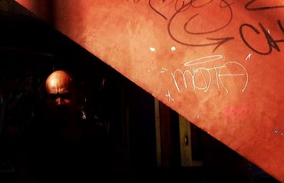 Close-up of text on wall