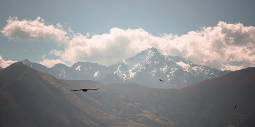 Scenic view of mountain range against sky