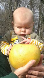 Close-up of man holding food