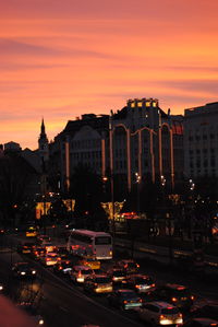 View of city at sunset