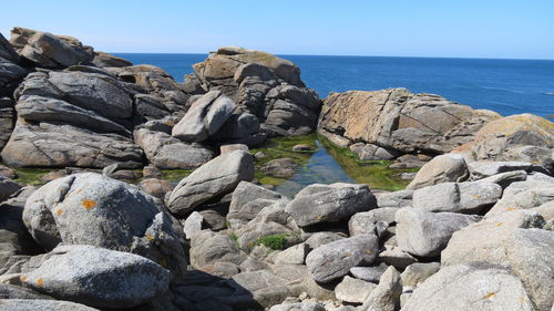 Scenic view of sea against clear sky