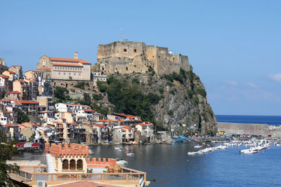 Buildings in city against sky