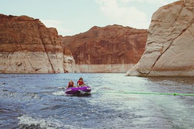 Children rafting in colorado river