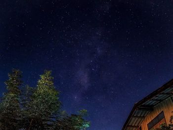 Low angle view of building against sky at night