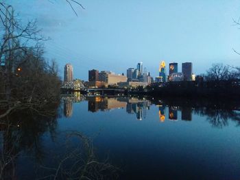 Reflection of buildings in water