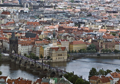 Panorama of charles bridge in prague, czech republic